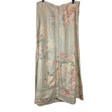 Vintage Ralph Lauren Linen Floral Maxi Skirt Button Front Cottage Boho Pastel 14