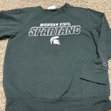 Champion Michigan State Spartans Sweatshirt Men’s Small Green Pullover Crewneck