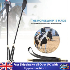 HORSE RIDING CROP FAUX LEATHER BLACK LOOK WHIP EQUESTRIAN STICK GIRLS NOISY SLAP