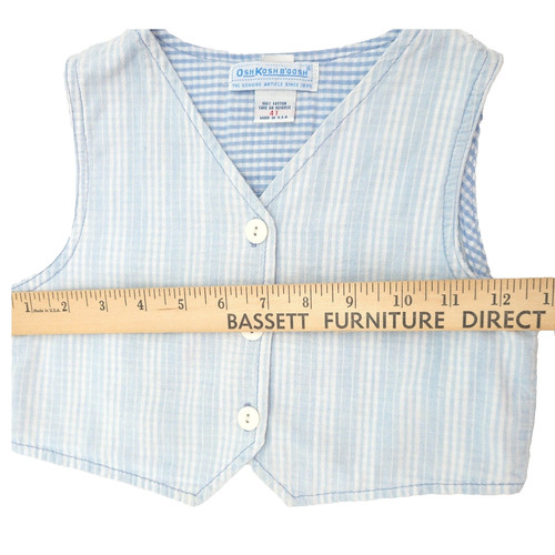 VTG 80s 90s OshKosh Bgosh Seersucker Vest Blue White … - Gem