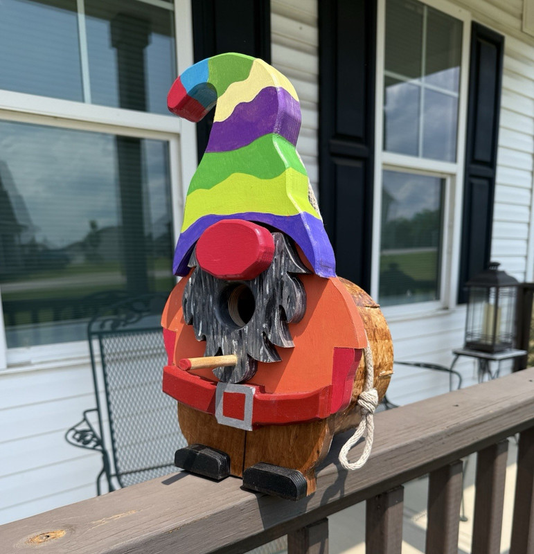 Handcrafted Folk Art Gnome Birdhouse – Signed Original – One of a Kind