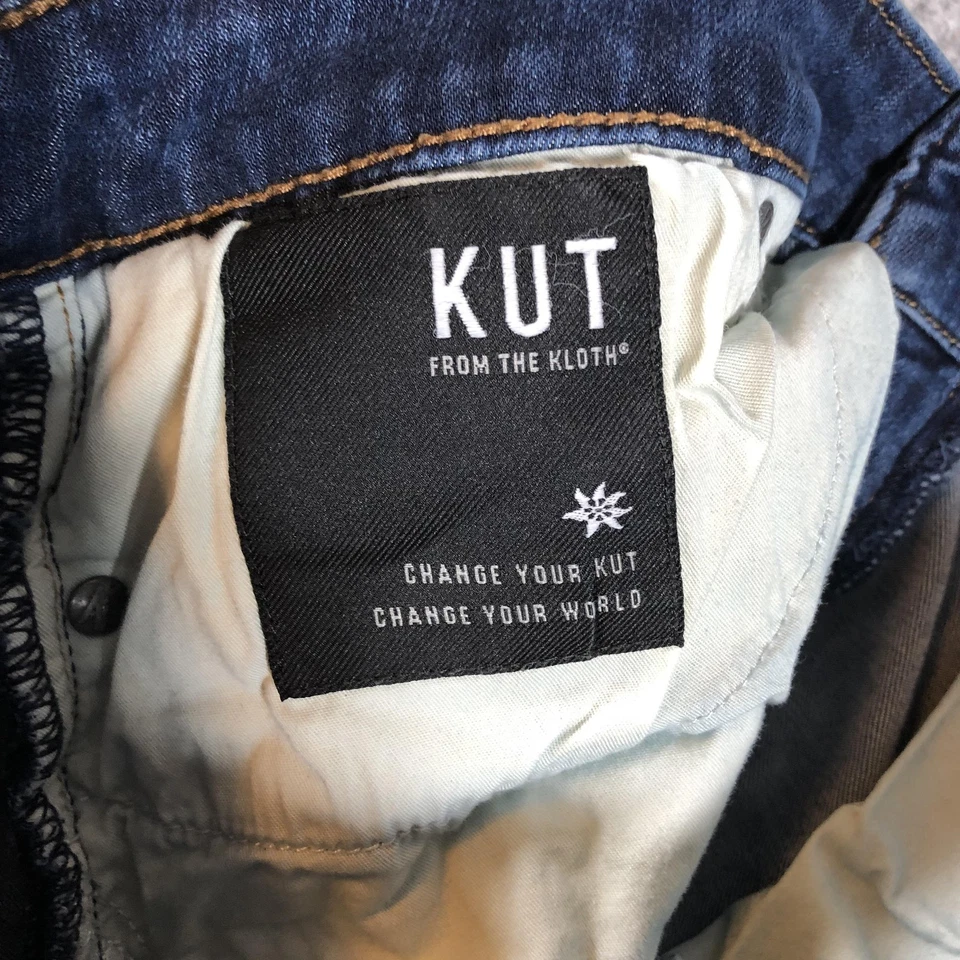 Pantalones de mezclilla KUT From The Kloth para mujer 10 azules ajustados al tobillo dobladillo crudo desgastados elásticos Foto 4 de 4