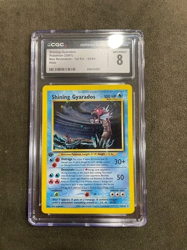 1st Edition Shining Gyarados 65/64 Neo Revelations UR English Graded CGC 8 NM