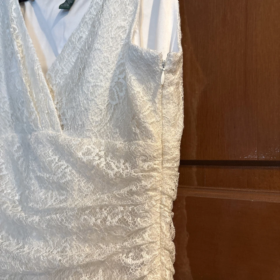 LAUREN RALPH LAUREN WOMANS DRESS OFF WHITE LACE SHEATH SIZE 12 SLEEVELESS - Image 4 of 4