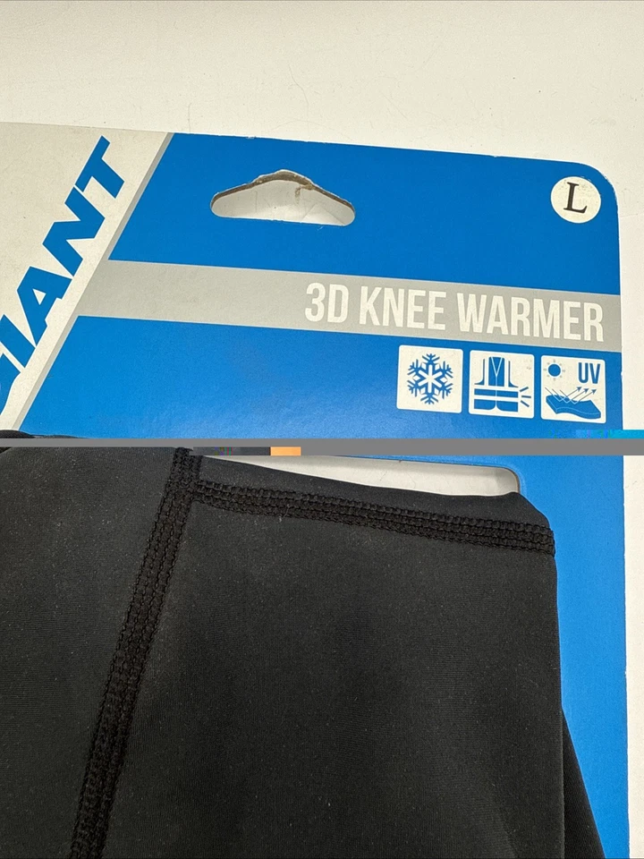 Giant Cycling Black Knee Warmers Size Large Winter Cold Bike Riding - Image 3 of 4