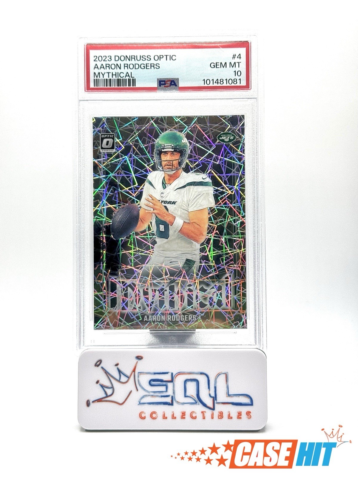 2023 Optic Aaron Rodgers MYTHICAL Prizm Card PSA 10 NY JETS Case Hit!