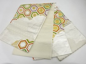 7760305: JAPANESE KIMONO JAPANESE FUKURO OBI / WOVEN KIKKO PATTERN