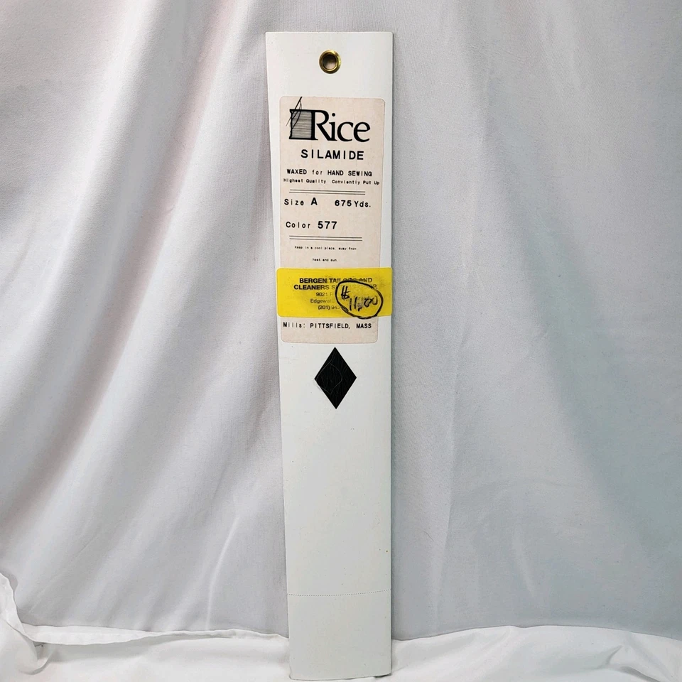 Rice’s Silamide Waxed Hand Sewing Thread Black 577 Size A 675 Yds Vintage - Image 2 of 4