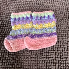 Vintage Hand Crocheted Baby Booties pastel colors, great for Easter