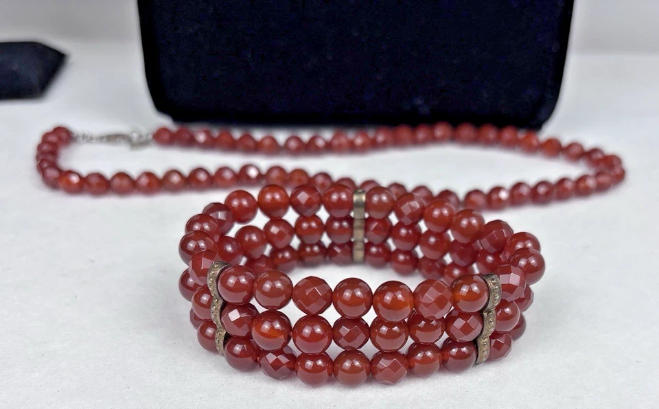 Pulsera Collar Whitney Kelly WK Cornalina Plata de Ley 925 Piedras Facetadas Foto 3 de 4