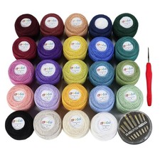 24 Balls Crochet Thread Size 30 Embroidery Thread 10g X 24 Crochet Yarn for H...