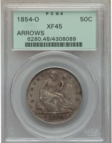 1854-O 50C PCGS OGH XF45 Seated Liberty Half Dollar Arrows 04308089