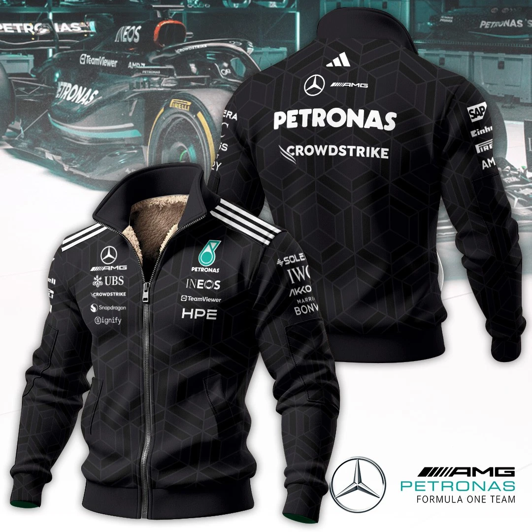 Mercedes AMG Petronas F1 Team 2026 Thick Knit Fleece Jacket Trending - product detail image 1