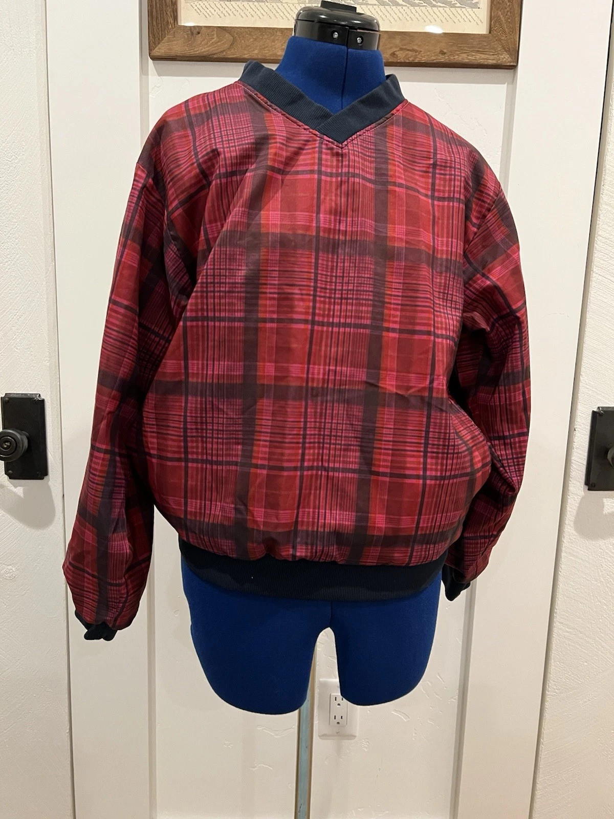 Vintage Forresters Jacket Mens S Plaid V-Neck Pullover Windbreaker Softshell 90s