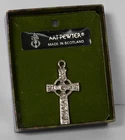 Vintage Art Pewter Celtic Cross Pendent with Box. Scottish Crucifix / Metalware