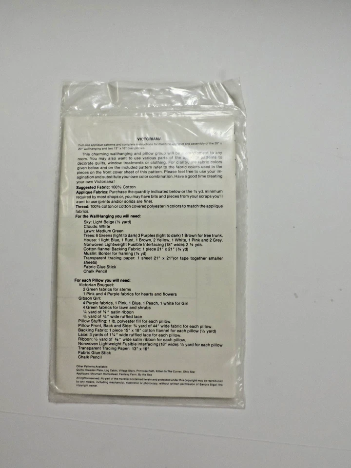 Victorian Appliqué 20" Wall-hanging/Ruffled Pillows House/Heart/Women Uncut - Image 3 of 3