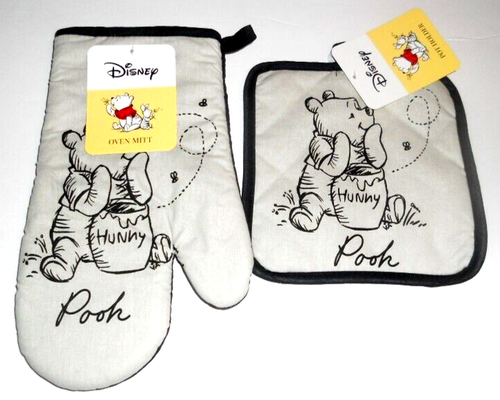 Disney Winnie the Pooh Hunny Pot Oven Mitt and Potholder Set NWT