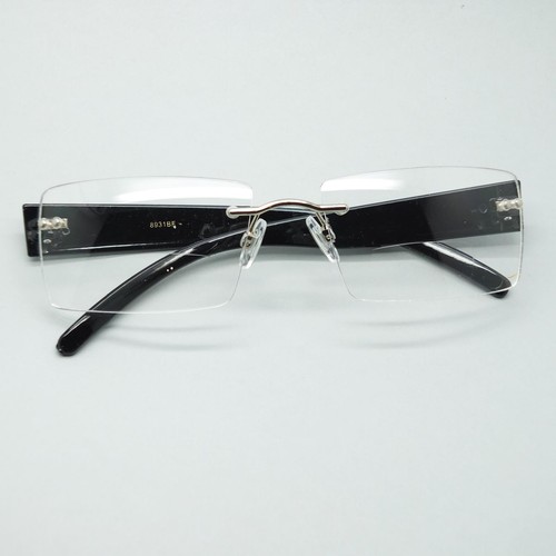 Frameless +2.00 Bifocal Reading Glasses Floating Lens Tech Black Arms Detail - Picture 4 of 4