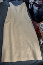St John Knits 10 Dress Cream With Flecks Of Gold Pockets