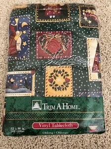 Trim A Home 52”x90” Vinyl Holiday Tablecloth