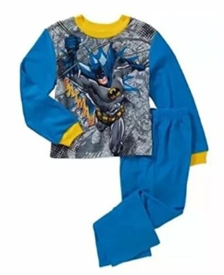 AME DC Comics Size 8 Boys Batman 2-Pc Flannel Sleepwear Set Blue Top Pants NEW