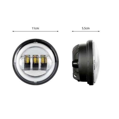 2x Chrome 4.5" LED Auxiliary Fog Light + Outer Cover Housing Bracket For Harley - Picture 3 of 12