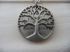 TREE OF LIFE SILVER TONE  PENDANT w SAYING W CHAIN NECKLACE #2/9A