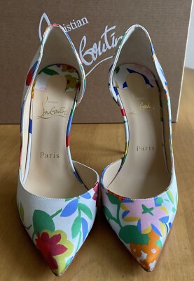 Christian Louboutin IRIZA 100 Floral Crepe Satin D'Orsay Heels