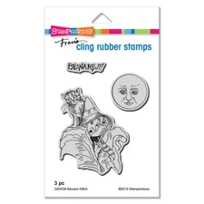 STAMPENDOUS RUBBER STAMPS BEWARE WITCH SET NEW cling STAMP Last One