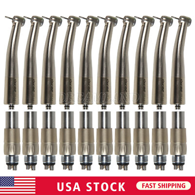 10 NSK Style Dental Fiber Optic LED High Speed Handpiece & 6 Hole Quick Coupling