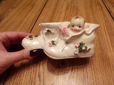 Vtg Baby Shoes With Baby Planter