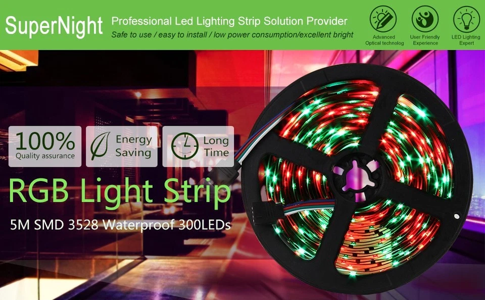 16.4ft RGB LED Strip Light 3528SMD Waterproof Rope Tape Lamp for Party Home TV - Image 3 of 4