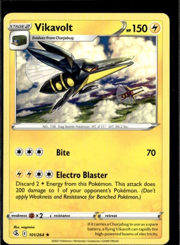 Pokemon Vikavolt 101/264 Fusion Strike Non Holo Rare 4 Card Lot