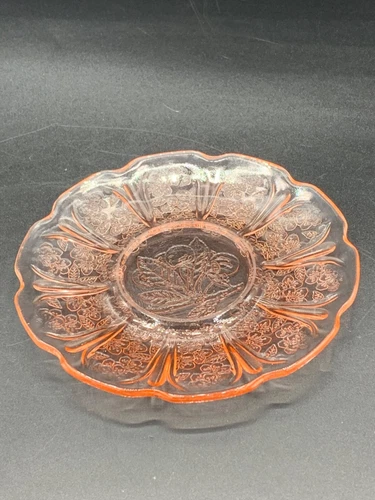 Jeanette Glass Co Pink Cherry Blossom Saucer w/o Cup