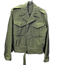 VINTAGE Men s US Army Short Jacket Green Olive Wool Military Field Coat 90s