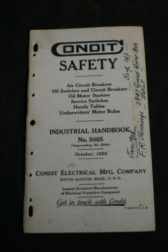 Catalogue Condit Electrical Mfg 1924 * disjoncteurs * démarreurs * interrupteurs * règles moteur * - Photo 1/11