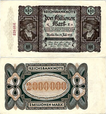 Reichsbanknote 2 Million Mark 1923 Reichsbank DEU-101b Ro.89b P-89b