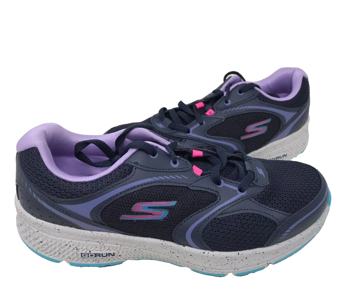 (新品)SKECHERS GO RUN ランニングシューズ パープル Skechers Women's GoRun Vivid Horizon Lace Up Shoes Navy/Purple