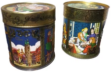Vtg Tins E. Otto Schmidt Nurnberg German Lebkuchen Round Gingerbread Set of 2