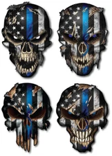 Thin Blue Line skull decal Police Sticker Window Car Truck Bumper Lives Matter
