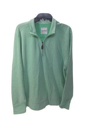 Tommy Bahama T223449 Coral Seas Half-Zip Sweatshirt Jade Cream M