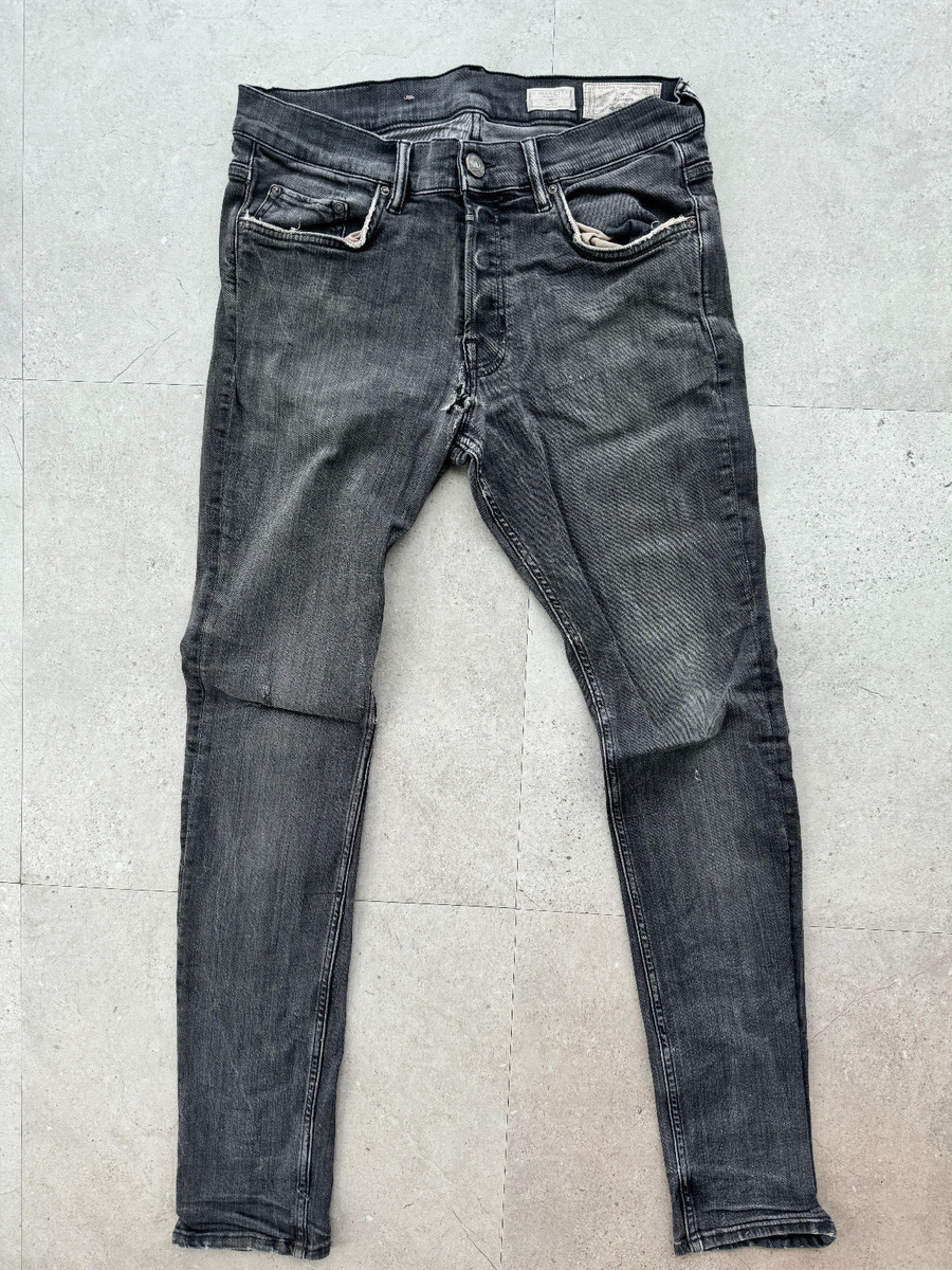 all saints cigarette jeans All Saints Cigarette Jeans W32 Mens super skinny black heavy wear