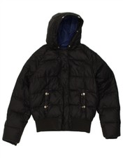 Fred Perry Womens Hooded Padded Jacket Uk 14 Medium Black Nylon Bo77