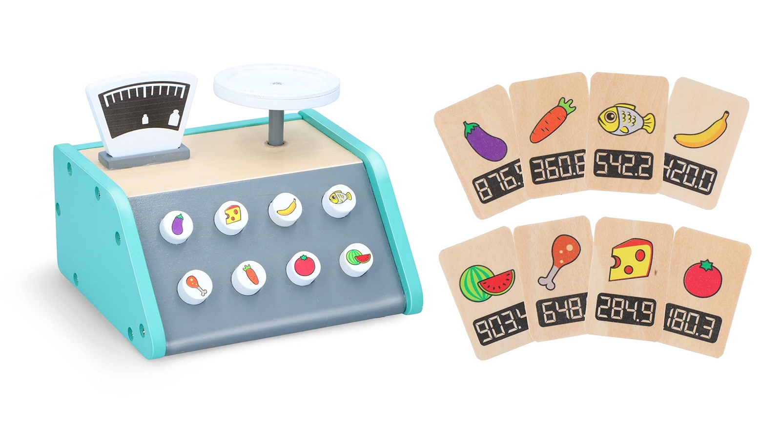 Marionette Wooden Toys Toy Scales with 9 Cards Educational Toy FSC Label Wood