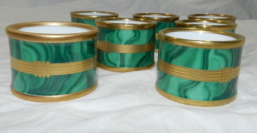 Lot of 7 Christian Dior Gaudron Malachite Fine China Napkin Rings - Picture 2 of 4