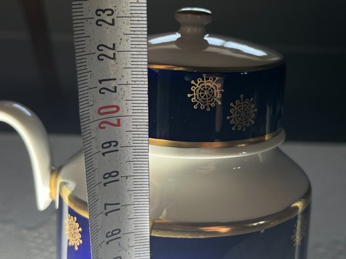 Weimar Porzellan, blaue Kanne mit Vergoldung. Echt Kobalt. Mit Deckel 23 cm - Bild 5 von 9