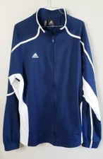 Adidas Climalite Men's Sz L Blue/White Track Warm Up Athletic Full Zip Jacket
