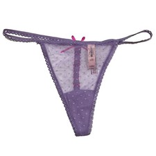 NWT VICTORIA'S SECRET V String Pantie Sz XL Purple Pink Mesh