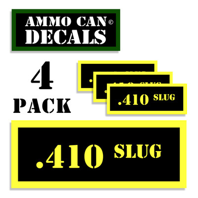 410 SLUG Ammo Can Decals Ammunition Shotgun Ammo Can Labels 4 pack  3''x1.15''  YW