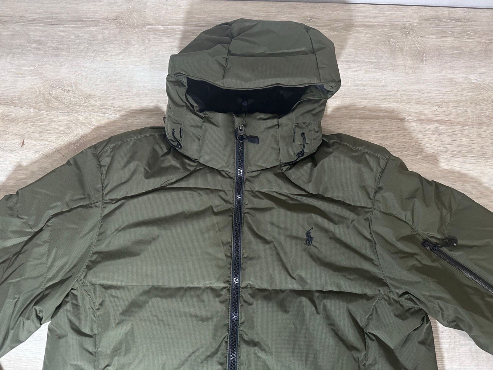 Polo Ralph Lauren uomo B&T giacca cappotto verde 1XB piccolo pony con cappuccio nuovo senza etichette
